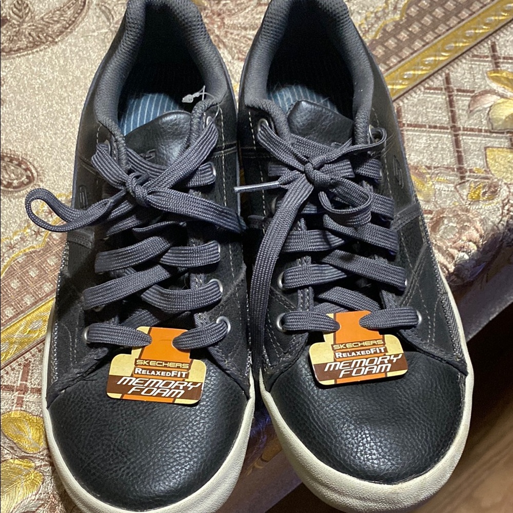 Skechers Black and White Memory Foam Sneakers